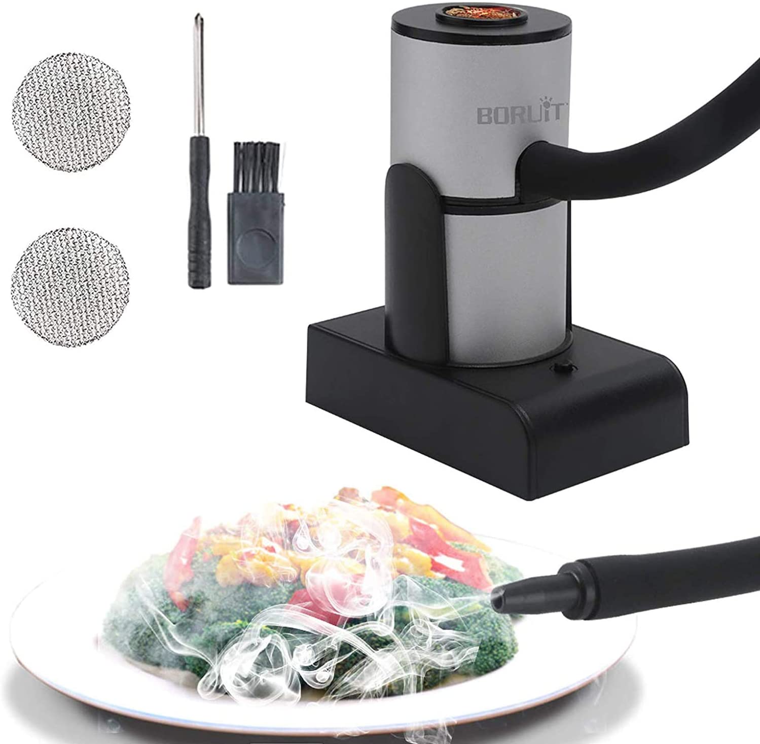 Portable Moleculair Koken Smoking Gun, Creative Handheld Rook Infuser, Indoor Cold Smoking Gun, Mini Voedsel Smoker, voor vlees, cocktails, kaas, BBQ,Silver Portable Moleculair Koken Smoking Gun, Creative Handheld Rook Infuser, Indoor Cold Smoking Gun, Mini Voedsel Smoker, voor vlees, cocktails, kaas, BBQ,Silver